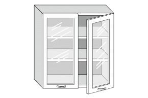 19.80.4  Кира Шкаф настенный с двумя стекл. дверцами h 913 в Сысерти - sysert.mebel-e96.ru | фото