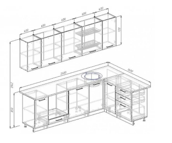 Угловой кухонный гарнитур Муссон 2600х1600 мм в Сысерти - sysert.mebel-e96.ru