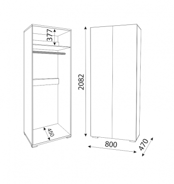 Шкаф 800 мм Осло (ручка брусок) штанга (Риннер) в Сысерти - sysert.mebel-e96.ru