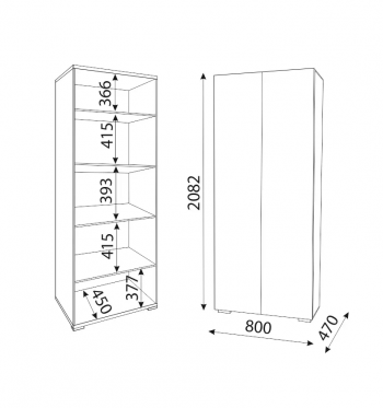 Шкаф 800 мм Осло (ручка брусок) полки (Риннер) в Сысерти - sysert.mebel-e96.ru