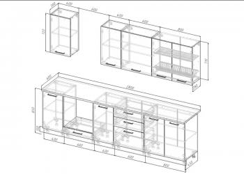 Кухонный гарнитур Санторини 2800 мм, Стол. 26 мм в Сысерти - sysert.mebel-e96.ru