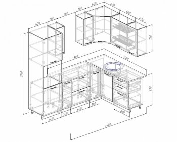 Угловой кухонный гарнитур Жемчуг 2400х1600 мм в Сысерти - sysert.mebel-e96.ru