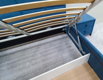 Кровать с подъемным механизмом Мега синий (Лин) в Сысерти - sysert.mebel-e96.ru