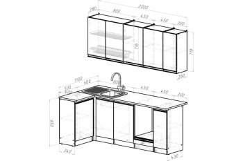 Кухонный гарнитур Адажио прайм 400 1100х2000 мм (Герда) в Сысерти - sysert.mebel-e96.ru