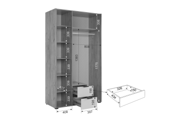 Шкаф 1260 мм трехдверный Адам белое дерево (Мебельсон) в Сысерти - sysert.mebel-e96.ru