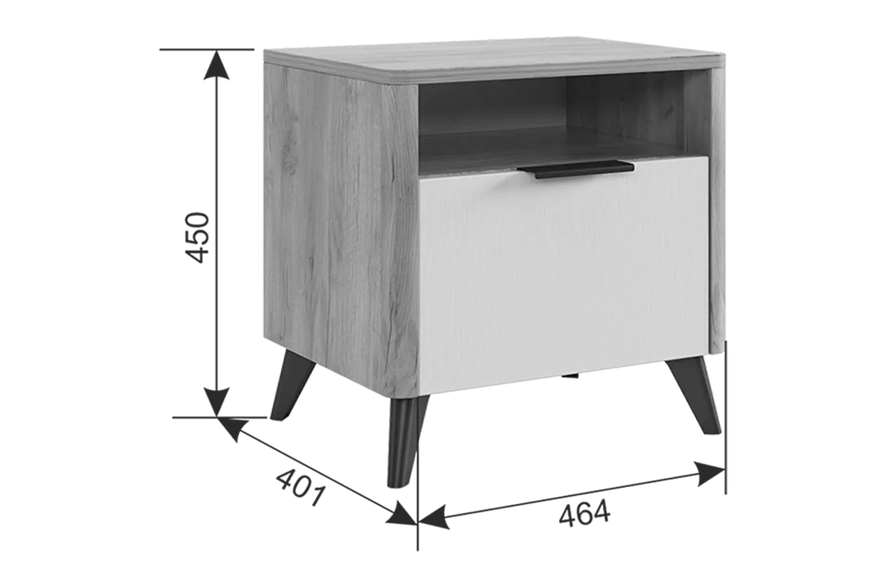 Тумба прикроватная Адам графит (Мебельсон) в Сысерти - sysert.mebel-e96.ru