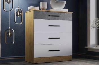 Комод 800-4Я Адель Дуб вотан/Белый (Эра) в Сысерти - sysert.mebel-e96.ru | фото