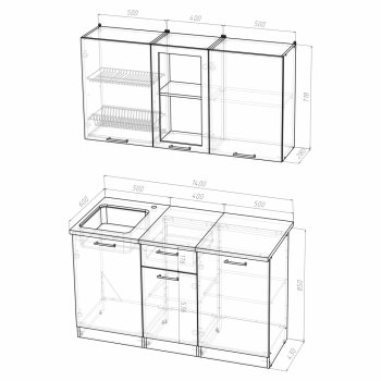 Кухонный гарнитур Алина медиум 1400 мм (Герда) в Сысерти - sysert.mebel-e96.ru