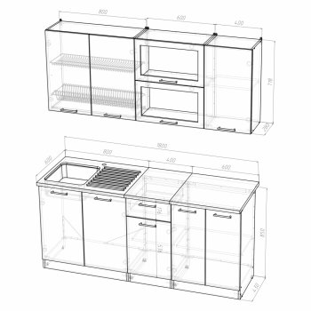 Кухонный гарнитур Алина макси 1800 мм (Герда) в Сысерти - sysert.mebel-e96.ru