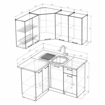 Кухонный гарнитур Алина прайм 1200х1400 мм (Герда) в Сысерти - sysert.mebel-e96.ru