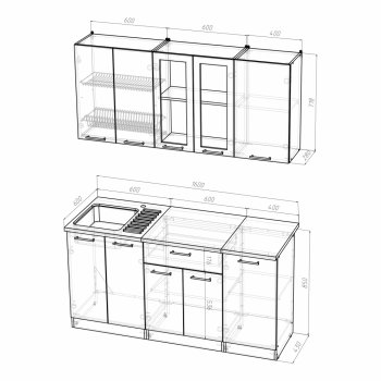 Кухонный гарнитур Алина стандарт 1600 мм (Герда) в Сысерти - sysert.mebel-e96.ru