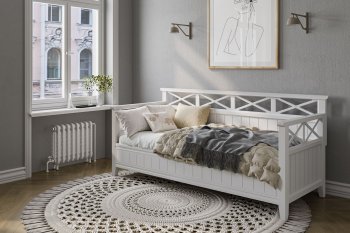 Кровать из массива Амелия белый античный (БМ) в Сысерти - sysert.mebel-e96.ru