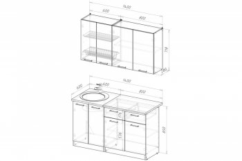 Кухонный гарнитур Антика медиум 2 1400 мм (Герда) в Сысерти - sysert.mebel-e96.ru