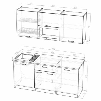 Кухонный гарнитур Арина макси 1800 мм  (Герда) в Сысерти - sysert.mebel-e96.ru