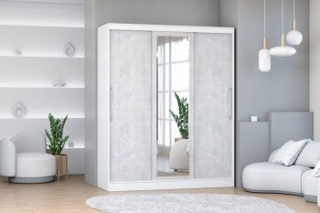 Шкаф-купе 1700 мм 3-х дверный с 1-м зеркалом (арт. 012) белый/цемент (Диал) в Сысерти - sysert.mebel-e96.ru