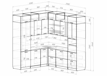 Кухонный гарнитур Асая гранд прайм 2200х2500 мм (Рерда) в Сысерти - sysert.mebel-e96.ru