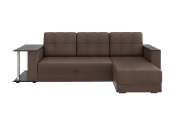 Угловой диван Атлант со столиком кожа коричневый в Сысерти - sysert.mebel-e96.ru