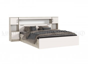 Кровать Бася 1600 мм с надстройкой и тумбами крафт/кашемир (Миф) в Сысерти - sysert.mebel-e96.ru
