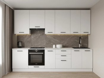 Кухонный гарнитур высокий Белый глянец 3000 мм МДФ (Санвут) в Сысерти - sysert.mebel-e96.ru