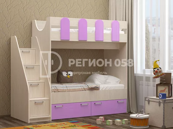 Двухъярусная кровать Бемби-11 МДФ (Регион) в Сысерти - sysert.mebel-e96.ru