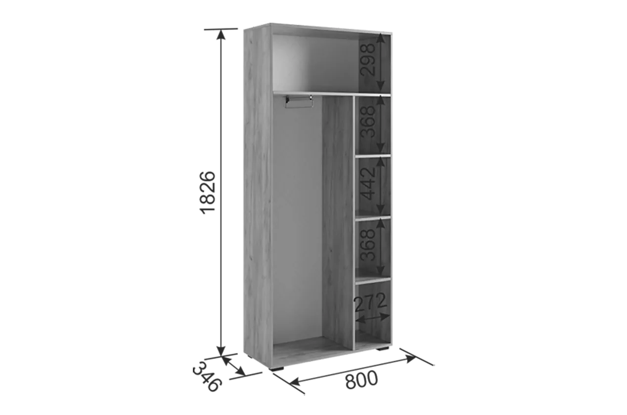 Шкаф 800 мм двухдверный Бери графит (Мебельсон) в Сысерти - sysert.mebel-e96.ru