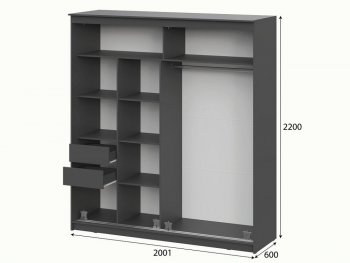 Шкаф-купе №25 2000 мм Блэк ЛАЙТ графит (СВ) в Сысерти - sysert.mebel-e96.ru