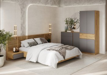 Спальный гарнитур Бостон Лайт серый (Стиль) в Сысерти - sysert.mebel-e96.ru