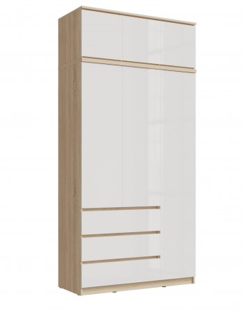 Шкаф 1200 мм Челси с антресолью, сонома/белый (Миф) в Сысерти - sysert.mebel-e96.ru