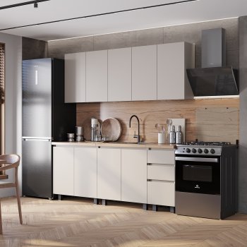Кухонный гарнитур Честер 2000 мм кашемир (БТС) в Сысерти - sysert.mebel-e96.ru