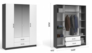 Шкаф 1600 мм Чикаго 4дв2ящ с зеркалом MAX (Имп) в Сысерти - sysert.mebel-e96.ru