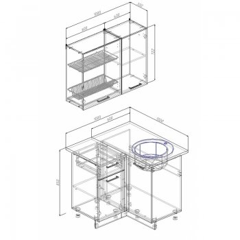 Кухонный гарнитур угловой Дели 1000*1000 (Sanvut) в Сысерти - sysert.mebel-e96.ru