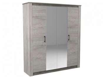 Шкаф 1900 мм 4-х дверный Денвер Риббек серый (СБК) в Сысерти - sysert.mebel-e96.ru