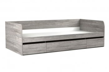 Кровать 900 с ящиками Денвер Риббек серый (СБК) в Сысерти - sysert.mebel-e96.ru