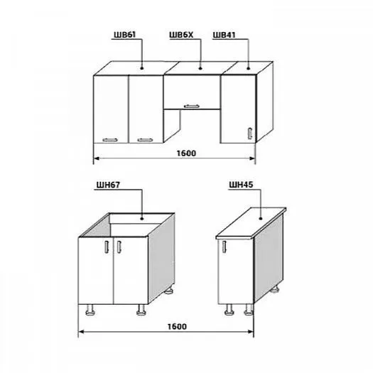 Кухонный гарнитур Диана-4У Лофт 1600 мм в Сысерти - sysert.mebel-e96.ru