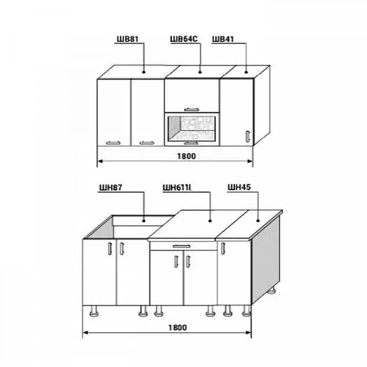 Кухонный гарнитур Диана-4У Лофт 1800 мм в Сысерти - sysert.mebel-e96.ru