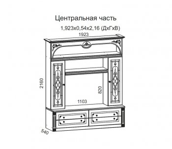 Стенка Джулия ЛДСП итальян.орех/МДФ Груша с патиной черной (Террикон) в Сысерти - sysert.mebel-e96.ru