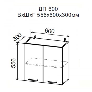 ДУСЯ Шкаф верхний ДП600мм с 2-мя дв. (600*556мм) в Сысерти - sysert.mebel-e96.ru | фото