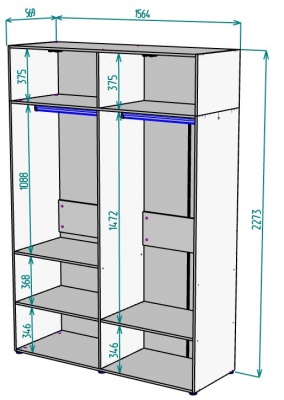 Шкаф 1564 мм Erik H313 + Антресоль HA4 (Графит) в Сысерти - sysert.mebel-e96.ru