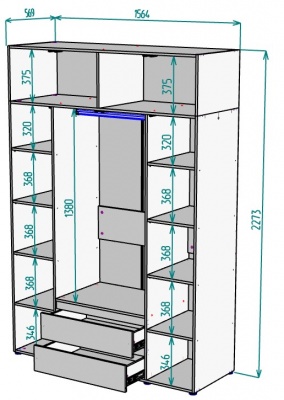 Шкаф 1564 мм Erik H328 + Антресоль HA4 (Графит) в Сысерти - sysert.mebel-e96.ru