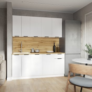 КУхонный гарнитур Эстетик 1800 мм белый (Сурская) в Сысерти - sysert.mebel-e96.ru