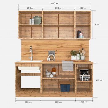 КУхонный гарнитур Эстетик 1800 мм порт-ройал (Сурская) в Сысерти - sysert.mebel-e96.ru