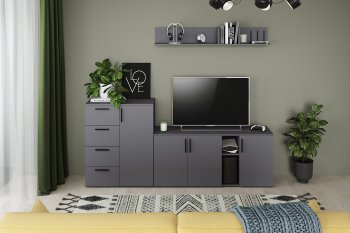 Стенка Эйр комп.1, графит (Моби) в Сысерти - sysert.mebel-e96.ru