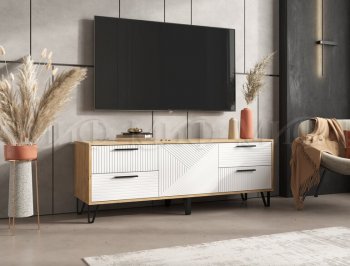 Тумба ТВ Флэш крафт/белый (Миф) в Сысерти - sysert.mebel-e96.ru | фото