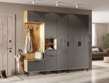 Прихожая Флэш крафт/графит модульная (Миф) в Сысерти - sysert.mebel-e96.ru