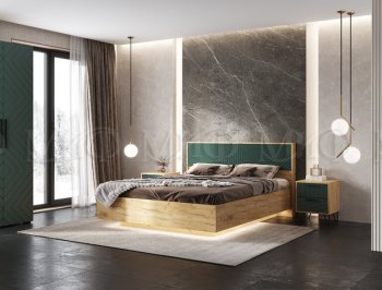 Кровать парящая Флэш крафт/грин (Миф) в Сысерти - sysert.mebel-e96.ru