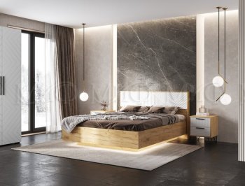 Кровать парящая Флэш крафт/белый (Миф) в Сысерти - sysert.mebel-e96.ru