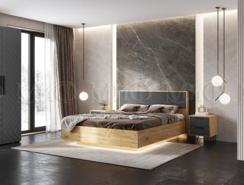 Кровать парящая Флэш крафт/графит(Миф) в Сысерти - sysert.mebel-e96.ru