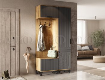 Прихожая Флэш комп. 3, крафт/графит (Миф) в Сысерти - sysert.mebel-e96.ru