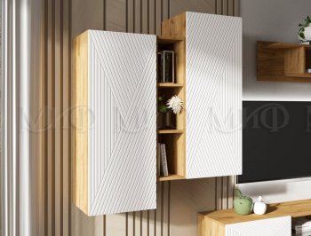 Стенка Флэш крафт/белый (Миф) в Сысерти - sysert.mebel-e96.ru