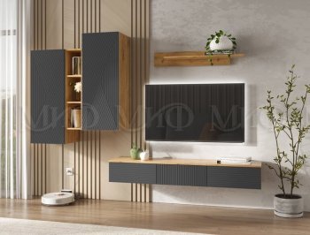 Стенка Флэш комп.2 крафт/графит (Миф) в Сысерти - sysert.mebel-e96.ru